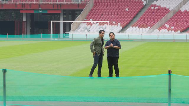 Ketua umum PSSI, Erick Thohir melakukan peninjauan langsung ke Stadion Utama Gelora Bung Karno