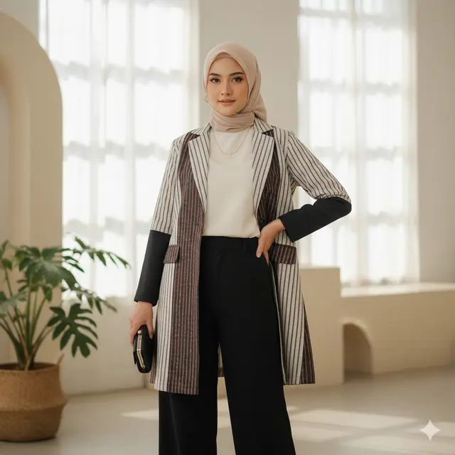 Model Baju Lurik Kombinasi Polos Terbaru