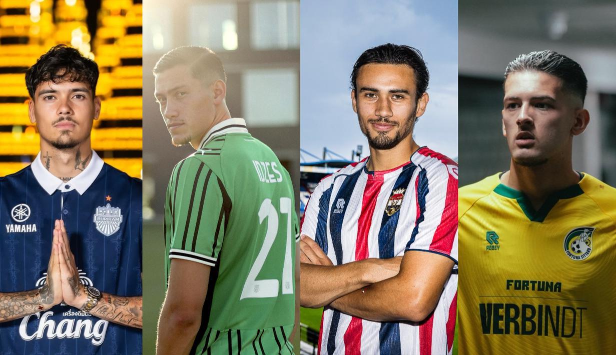 Musim baru, wajah baru. Deretan pemain diaspora Timnas Indonesia juga memutuskan untuk berlabuh bersama klub baru untuk mengarungi musim 2025/2026. (Kolase = Dok.Buriram United FC, U.S. Sassuolo, Willem II, Fortuna Sittard)