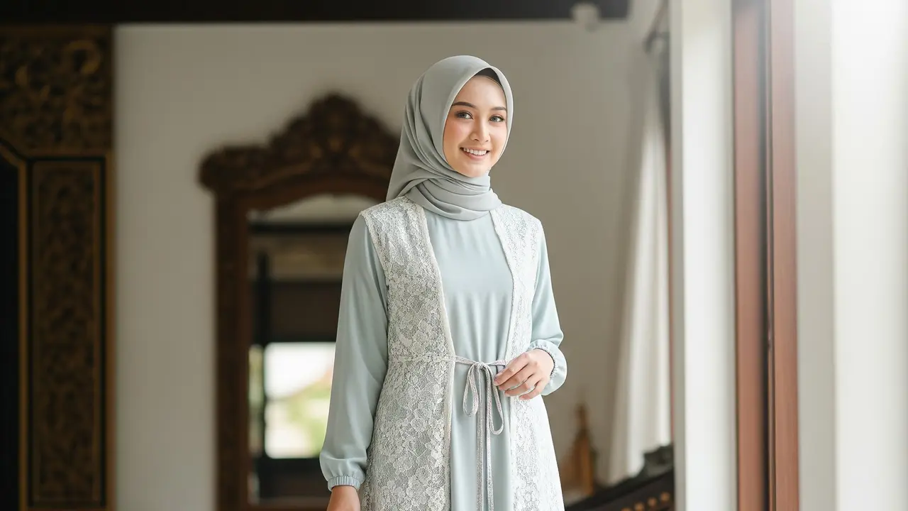9 Model Gamis Rompi Lepas Tren Lebaran 2026, Tampil Modis di Hari Raya