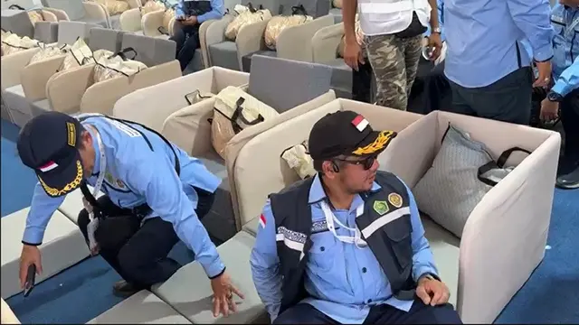 Ada Anyaman Bambu Indonesia Penyejuk Suasana di Lounge Maktab Jemaah Haji di Mina