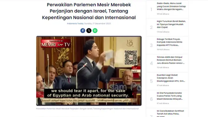 <p>Penelusuran klaim video Perdana Menteri Mesir merobek dokumen damai dengan Israel</p>