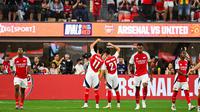 Selebrasi pemain Arsenal ketika menjebol gawang Manchester United di laga uji coba di Amerika Serikat (AFP)