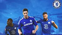 Chelsea - Kurt Zouma, Fernando Torres, Olivier Giroud (Bola.com/Adreanus Titus)