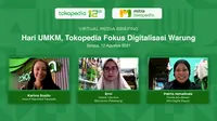 Tokopedia mengadakan Virtual Media Briefing dengan topik Hari UMKM, Tokopedia Fokus Digitalisasi Warung, pada Kamis (12/8/2021) (Foto: Tokopedia).
