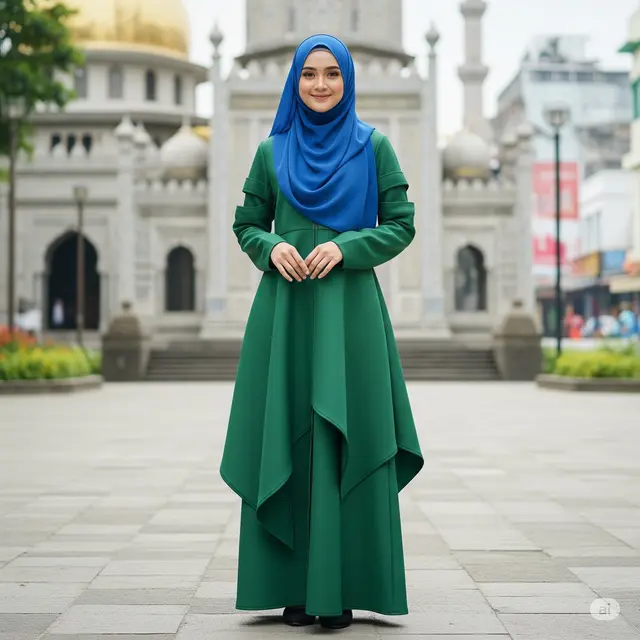 Abaya Arab Asimetris dan Cut-Out Modern