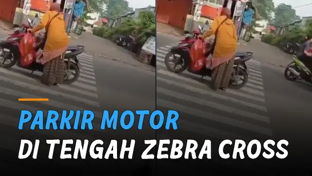 VIDEO: Duh, Emak-Emak Nekat Parkir Motor di Tengah Zebra Cross
