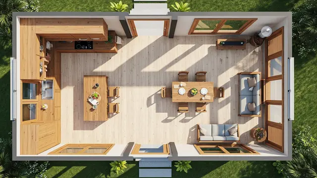 Inspirasi Denah Rumah Sederhana dengan Dapur Terbuka di Kampung/AI Generated