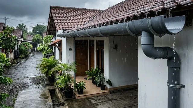 Talang air atap rumah untuk musim hujan yang kokoh dan anti tempias model PVC