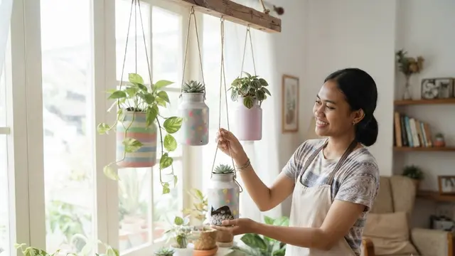 Pot Gantung dari Kaleng Susu Bekas