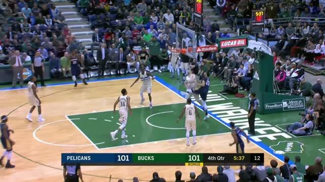 Berita video game recap NBA 2017-2018 antara New Orleans Pelicans melawan Milwaukee Bucks dengan skor 123-121.