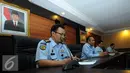 Suasana saat konpers terkait Narapidana Gayus Tambunan di Direktur jenderal Pemasyarakatan, Jakarta, Selasa (22/9/2015). Ansar mengatakan Bahwa foto yang beredar meyerupai gayus memang benar saat makan direstoran. (Liputan6.com/Helmi Afandi)