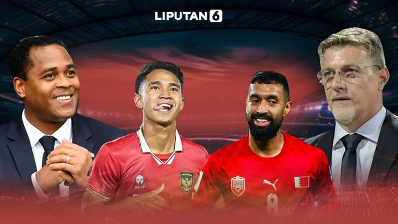 Banner Infografis Duel Indonesia vs Bahrain di Kualifikasi Piala Dunia 2026 Zona Asia.