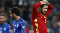Gerard Pique menyatakan akan meninggalkan Timnas Spanyol usai Piala Dunia 2018 di Rusia. (Marco BERTORELLO / AFP)