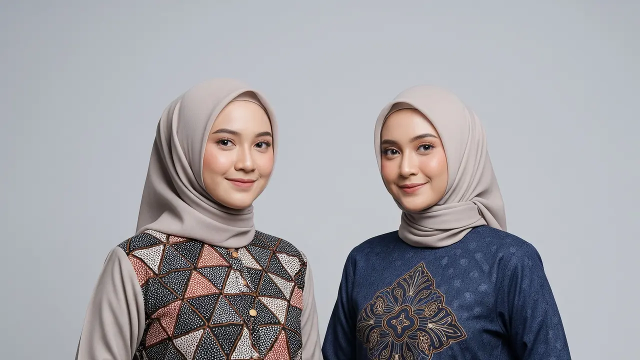 Model Dress Batik Wanita Muslim Syar’i Terbaru 2025. Gemini