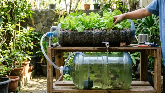 Cara Membuat Aquaponik dari Galon Bekas untuk Menanam Selada dan Memelihara Ikan di Rumah (AI Generated)