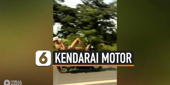 VIDEO: Jadi Pusat Perhatian, Pria Kendarai Motor Pakai Kaki