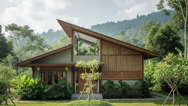 Model Rumah Desa dengan Atap Miring Satu Arah