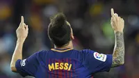 2. Lionel Messi (Barcelona) - Musim lalu dirinya hanya kalah satu gol dari Cristiano Ronaldo di daftar pencetak gol Liga Champions. Tahun ini peraih Ballon d’Or lima kali itu tentu ingin membuktikan diri membalas sang rival. (AFP/Lluis Gene)