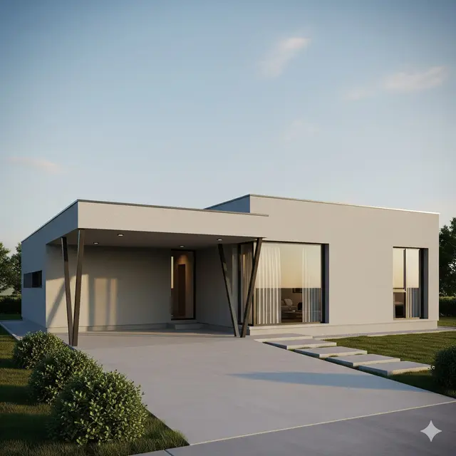 Desain 1 Lantai Minimalis dengan Carport Terbuka