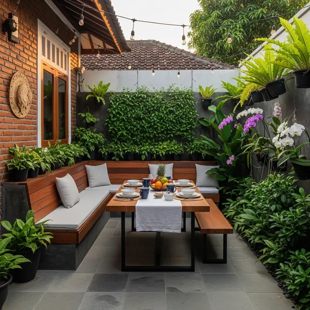 Inspirasi Halaman Belakang Rumah Kecil Tapi Multifungsi untuk Tempat Makan Outdoor