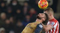 Video highlights sundulan kepala Olivier Giroud, Arsenal yang masih bisa digagalkan oleh kiper Stoke pada laga Premier League (18/1/2016).