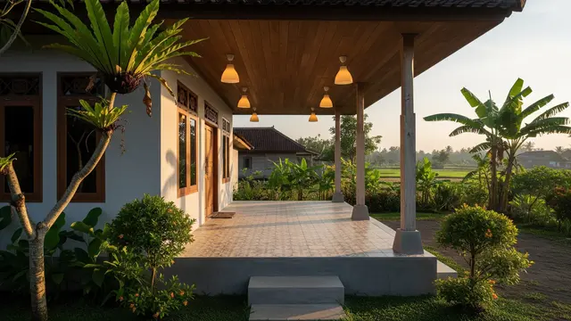 Model Rumah Kecil di Desa dengan Teras Lebar