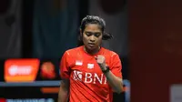 Gregoria Mariska Tunjung membuka kemenangan tim putri Indonesia atas Korea Selatan pada final Kejuaraan Bulu Tangkis Beregu asia 2022 di Setia City Convention Center, Selangor, Malaysia, Minggu (20/2). (foto: PBSI)