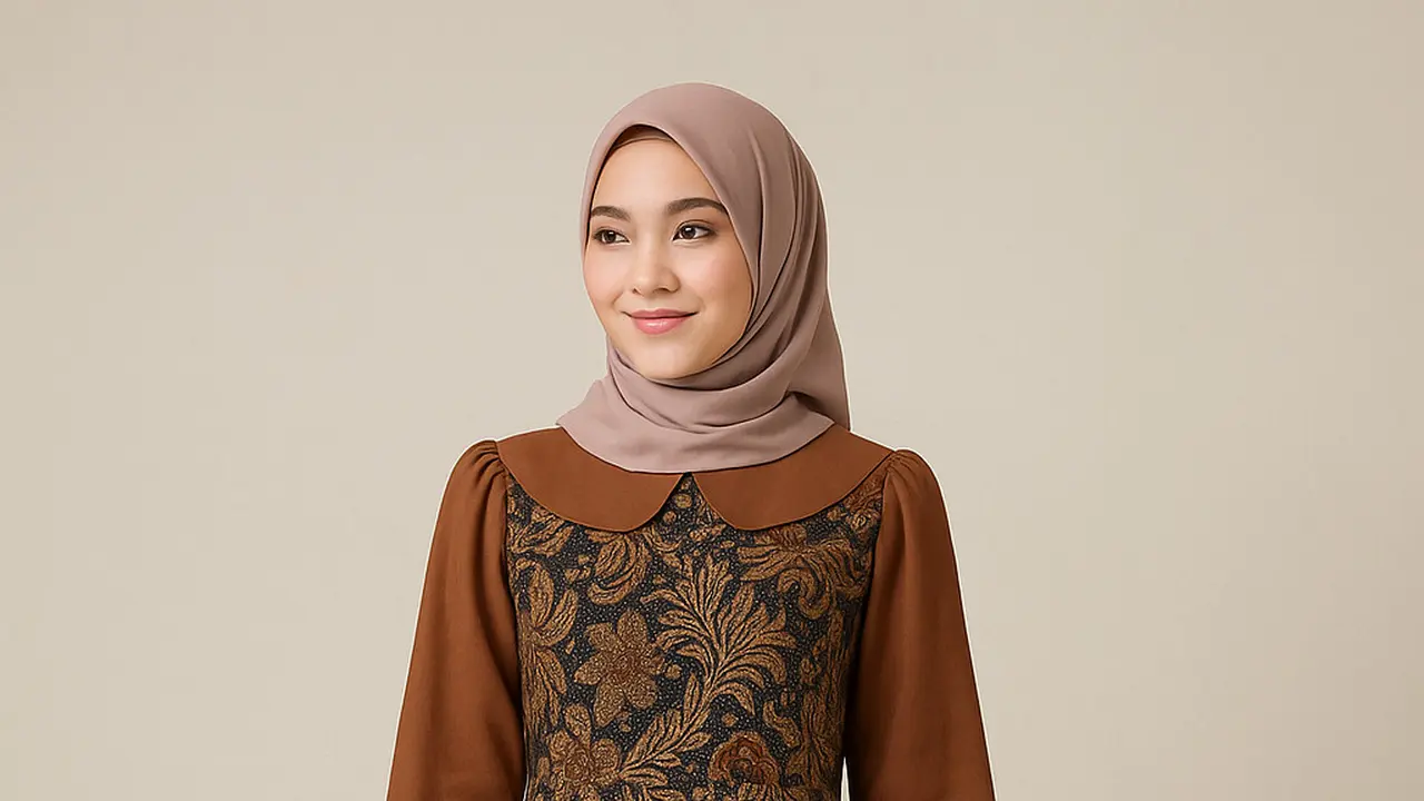 Model Gamis Batik Lengan Polos Untuk Pesta Pernikahan/Gambar ilustrasi oleh AI