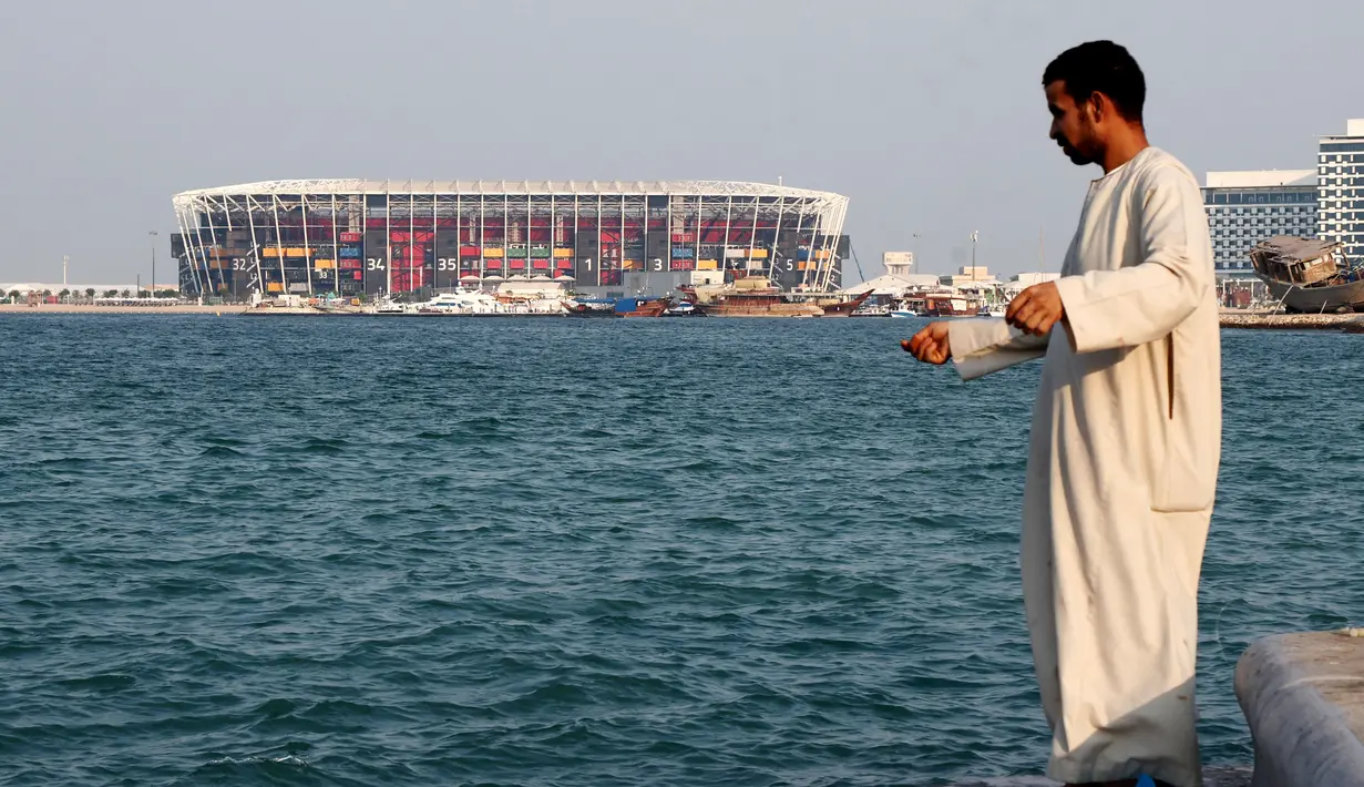 Stadion 974 merupakan satu dari delapan arena yang akan digunakan pada perhelatan akbar Piala Dunia 2022 di Qatar. (AFP/Karim Jaafar)