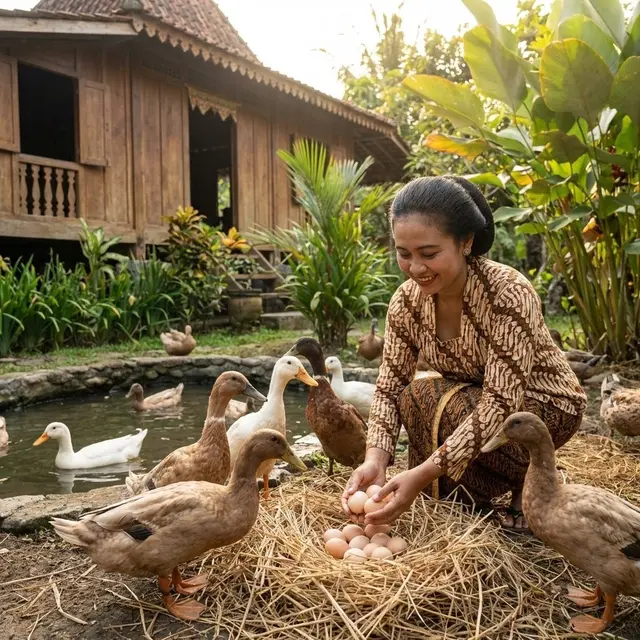 Beternak bebek di rumah (Gemini AI)