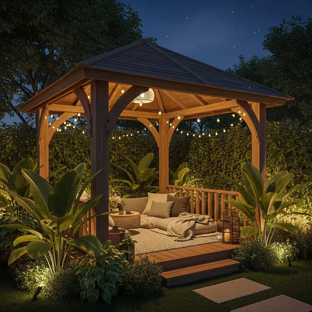 Kebun Rumah Bernuansa Kayu dan Tanaman Hias (Image by Gemini AI)