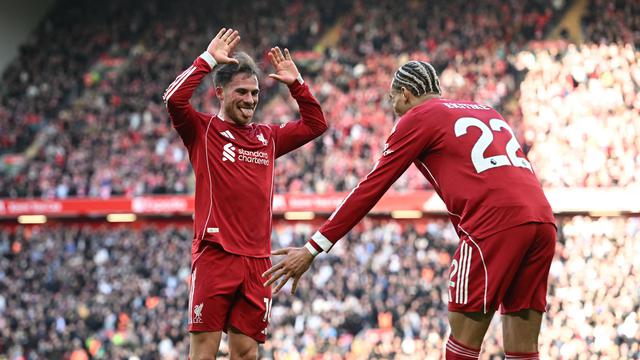 Selebrasi pemain Liverpool saat melawan West Ham United di ajang Liga Inggris 2025/2026