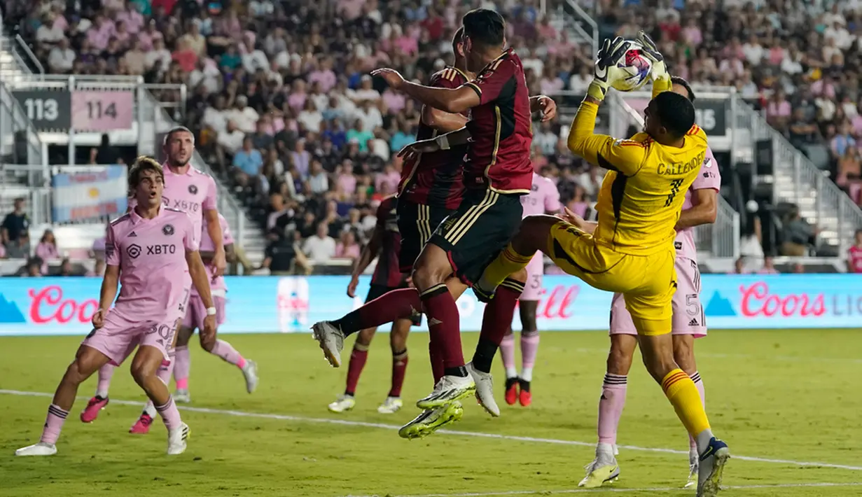 Berkat kemenangan ini, Inter Miami memuncaki klasemen di grup South 3 dengan enam poin dari dua pertandingan. Sebelumnya mereka menang 2-1 atas Cruz Azul. (AP Photo/Lynne Sladky)