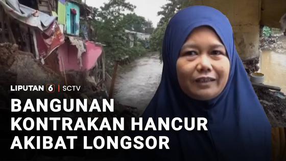 Bangunan Kontrakan Hancur Akibat Longsor