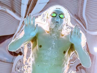 Perenang Prncis, Leon Marchand, saat beraksi pada ajang World Aquatics Championships di Budapest, Hungaria, Rabu (22/6/2022). (AFP/François-Xavier Marit)