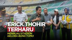 Ketua Umum PSSI, Erick Thohir, meninjau kesiapan Stadion Gelora Bung Tomo, Surabaya, Jawa Timur, untuk Piala Dunia U-20 2023 pada Senin (13/3/2023) pagi hari WIB.
