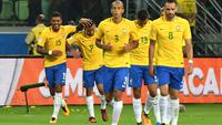 Brasil lolos ke Piala Dunia 2018 sebagai juara grup zona CONMEBOL dengan koleksi 41 poin dari 12 kali menang. (AFP/Nelson Almeida)