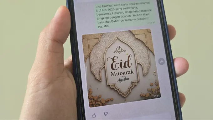 Membuat kartu ucapan Idul Fitri 2025 dengan bantuan Meta AI
