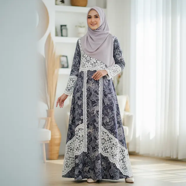 9 Model Gamis Batik Brokat Gaya Elegan Simpel ala 2026