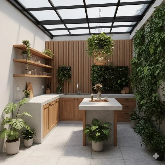 Dapur Outdoor Bergaya Tropis