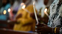 Kebaktian dan perjamuan ini sebagai bagian dari perayaan Pekan Suci Paskah. (Ishara S. KODIKARA/AFP)