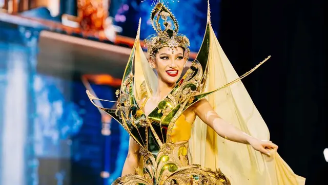 Ritassya Wellgreat tampil memukau dengan gaun yang trinspirasi dari Dewi Matahari di Miss Grand International 2023