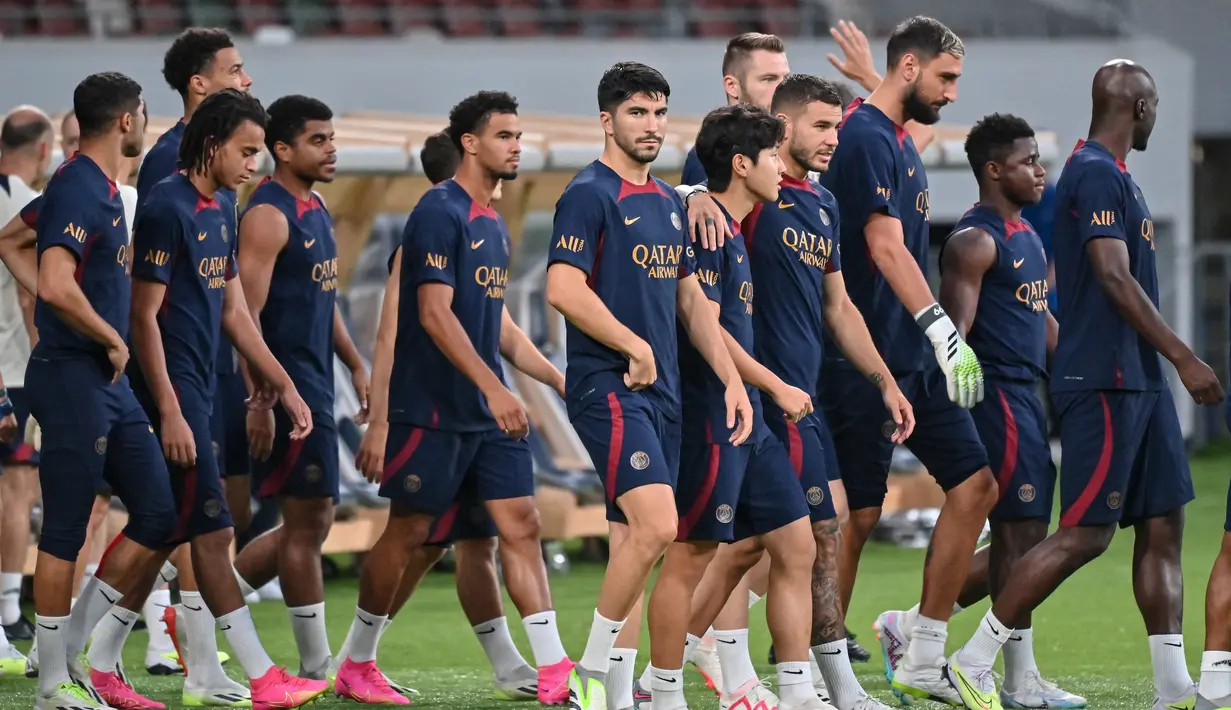 Paris Saint-Germain (PSG) akan bertanding melawan Inter Milan dalam laga pramusim di Jepang. (AFP/Richard A. Brooks)