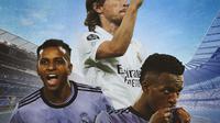 Real Madrid - Vinicius Junior, Rodrygo, Luka Modric (Bola.com/Decika Fatmawaty)