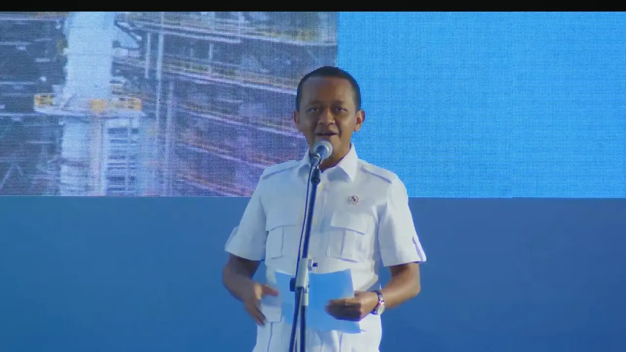 Menteri ESDM Bahlil Lahadalia saat Peresmian RDMP Balikpapan, Senin (12/1/2026). (Foto:Liputan6.com/Tira Santia)