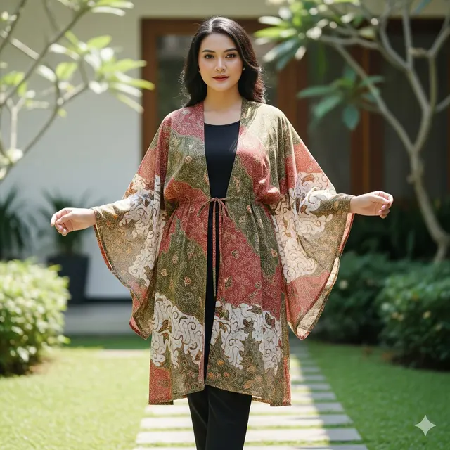 Outer Batik Model Kimono Lengan Lebar