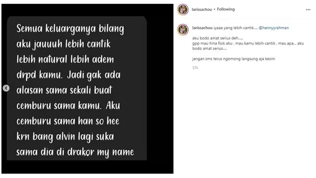 Larissa Chou Bongkar SMS Henny Rahman Soal Fisik, Ini 5 Klarifikasinya