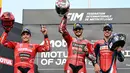 Finis kedua di belakang Francesco Bagnaia sudah cukup bagi Marc Marquez untuk jadi juara dunia MotoGP 2025. (Toshifumi KITAMURA/AFP)