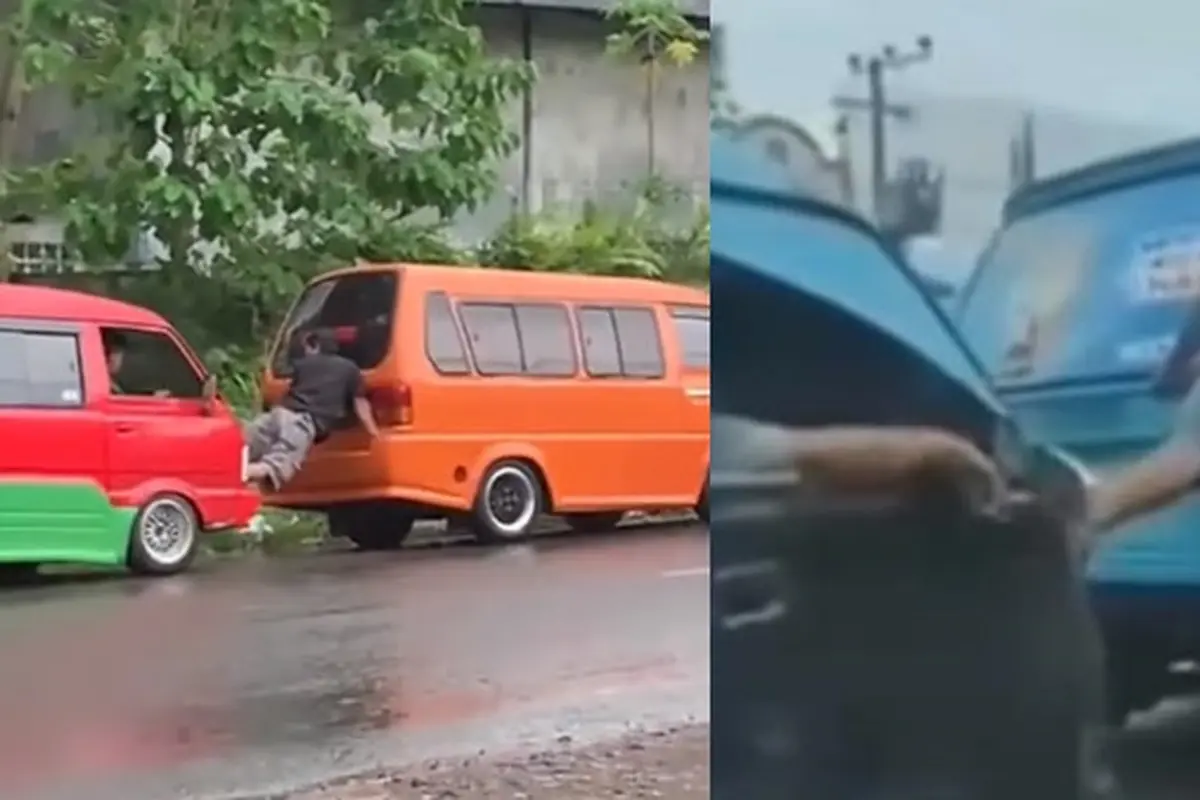 Dorong kendaraan mogok yang nyeleneh (Istimewa)